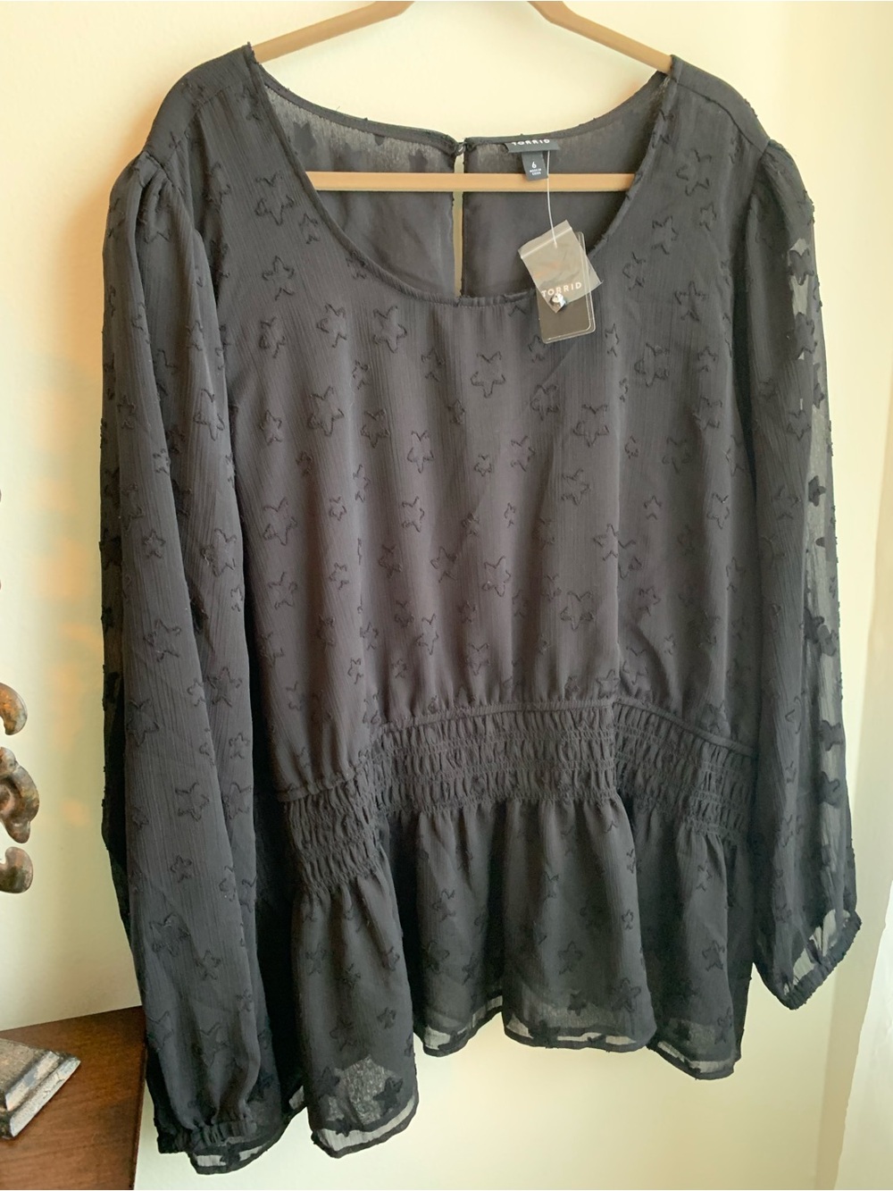 NWT-TORRID PLUS SIZE 6 BLACK PEPLUM DESIGN TOP